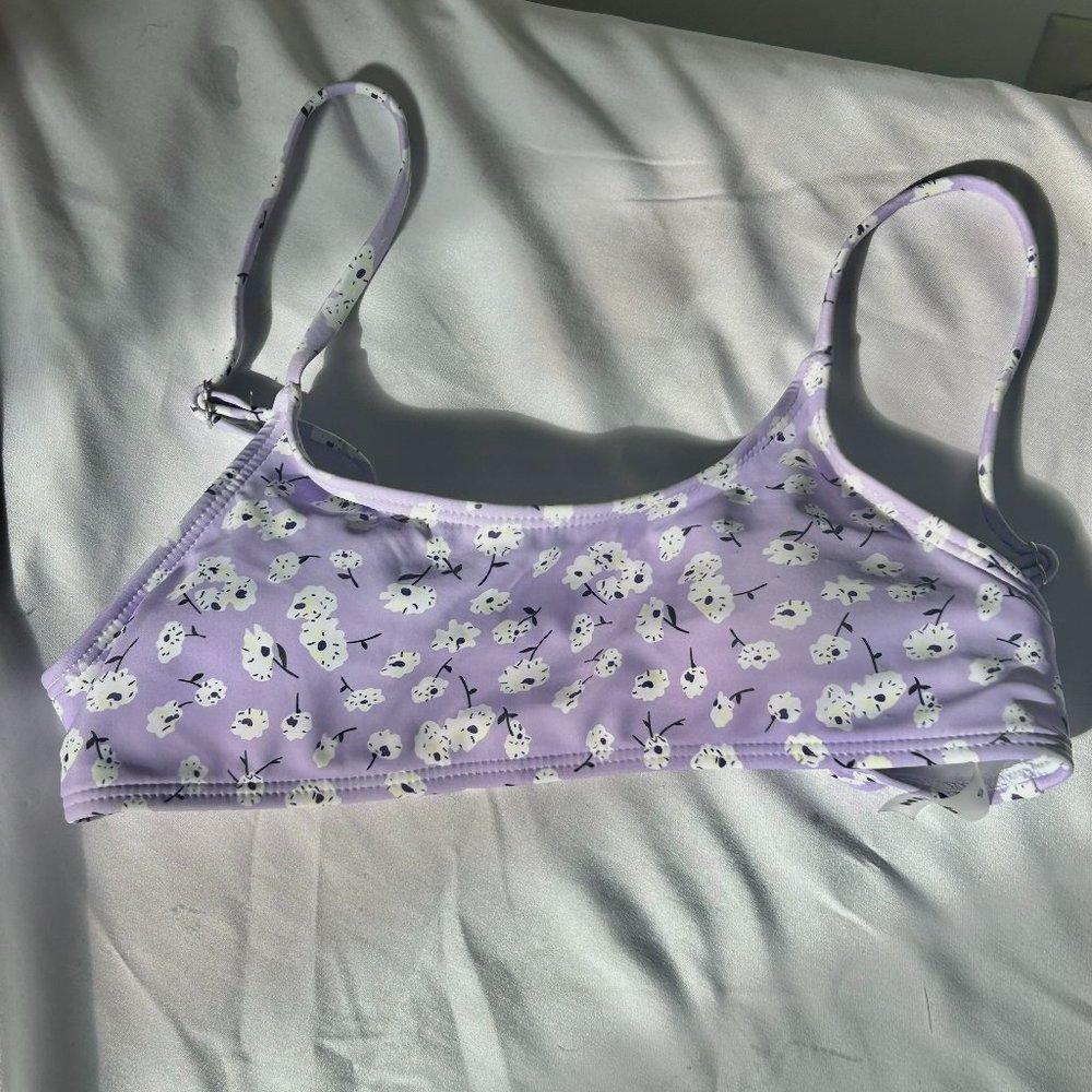 SHEIN Purple Flower Bikini Top